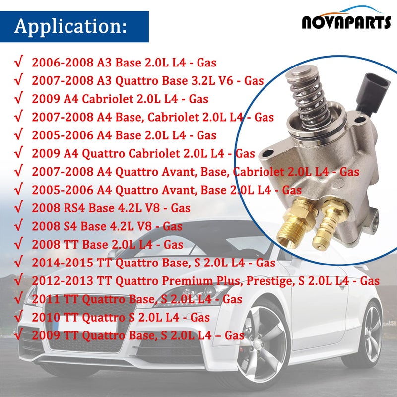 NOVAPARTS مضخة وقود عالية الضغط NOVAPARTS 06F127025L لأودي A4 كواترو 2005-2009 A3 2006-2008 TT 2008-2015 فولكس فاجن جيتا 2006-2008 باسات 2006-2008 إيوس GTI جولف R 2.0T 06F127025H 06F127025J HPP0004 - Image 2